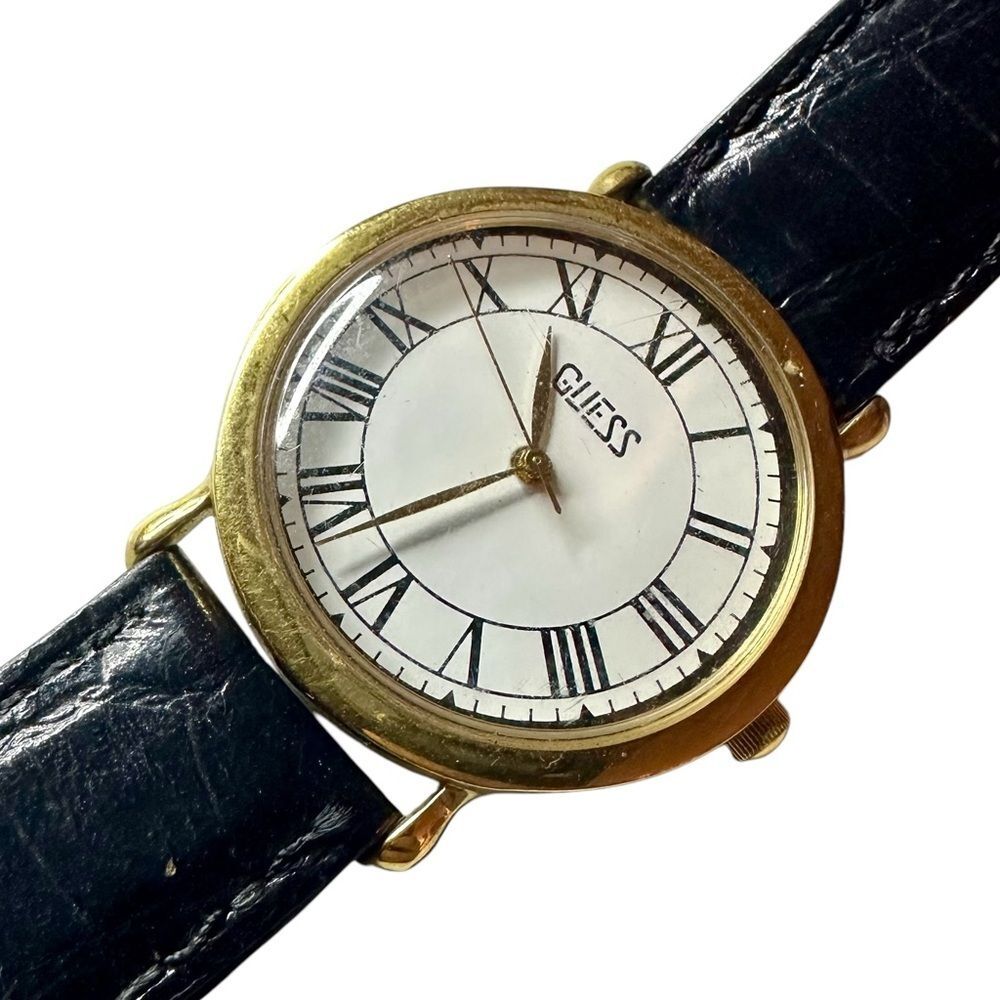 1991 Guess Men’s Watch Stainless Steel Genuine Leather Band